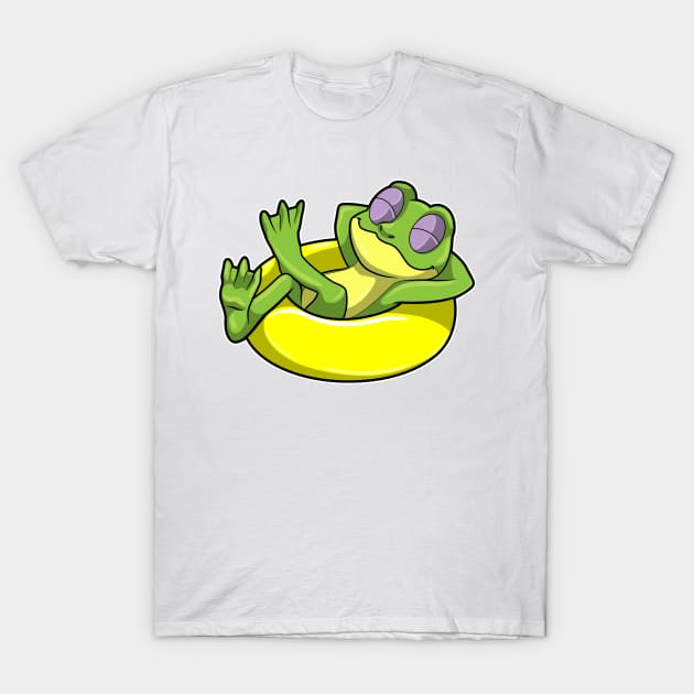 Frog at Swimming with Swim ring T-Shirt by Markus Schnabel